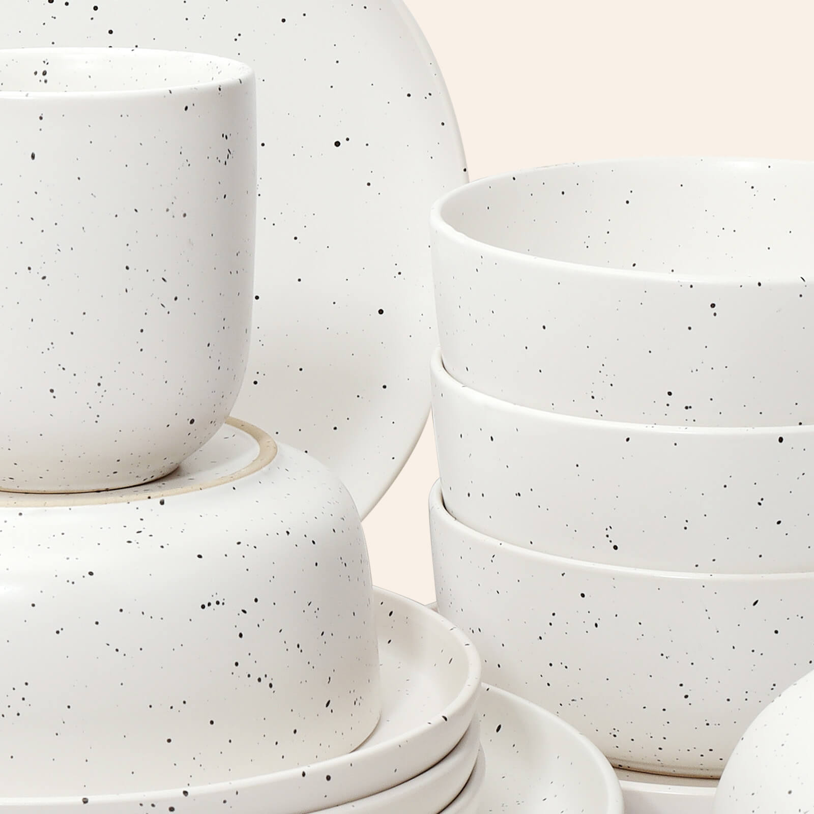 crockery-White Speckled