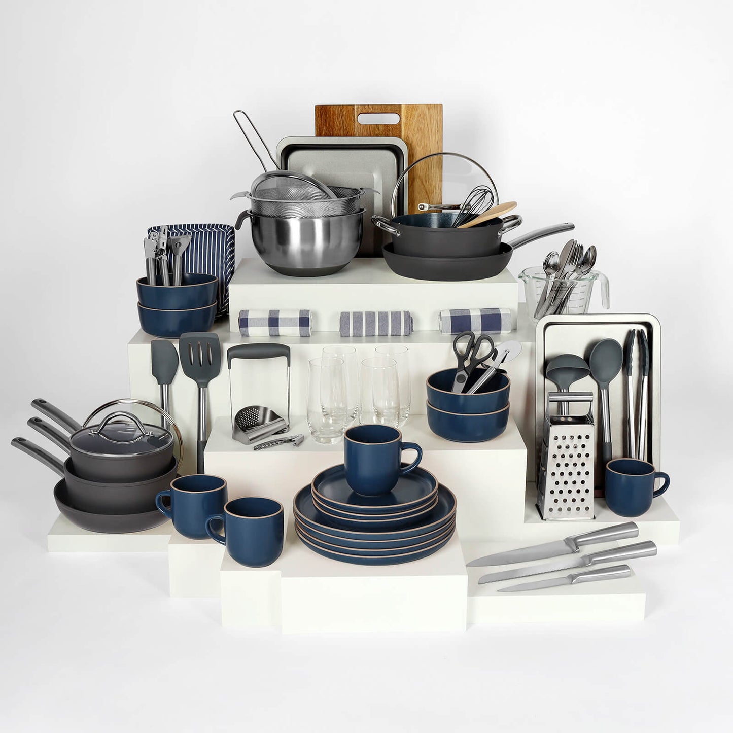 crockery-Midnight && pan-set-colour-Slate Grey