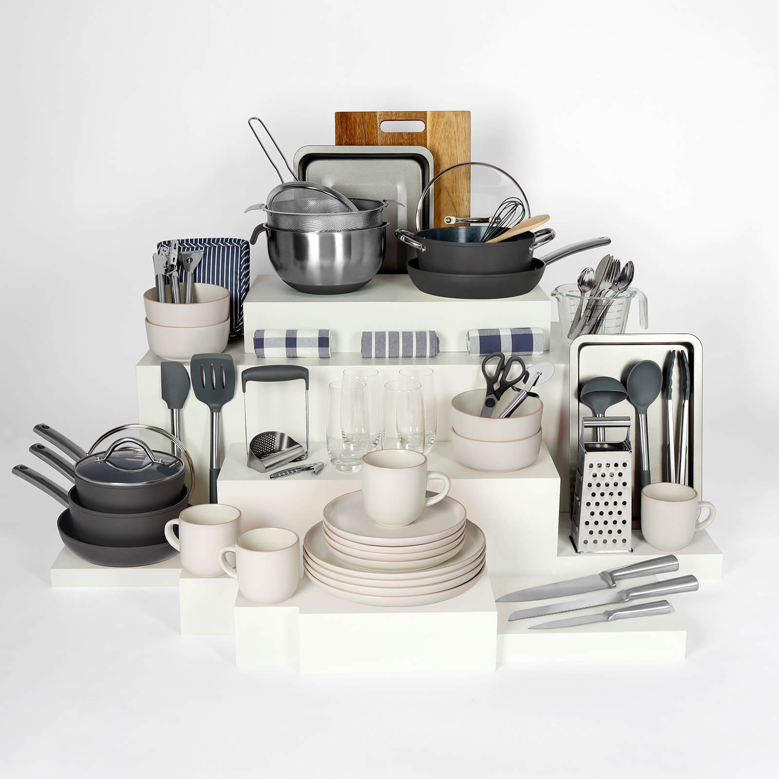 crockery-Off White && pan-set-colour-Slate Grey